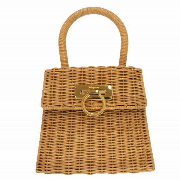 Salvatore Ferragamo Gancini Straw Tan Handbag Brown 1266 11
